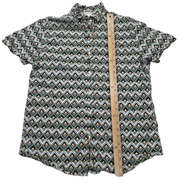 Denim & Flower Ricky Singh M Retro Mod Geometric Button Up shirt 60s/70s-core - Picture 10 of 11